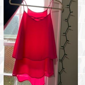 Hot pink layered tank top, high quality